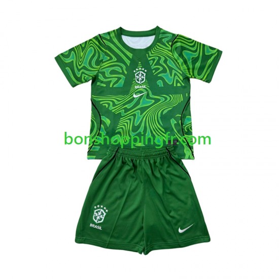 Maillot Extérieur Brésil Gardien World Cup 2026 Manches Courtes Jeune Enfant(+shorts)