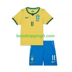 Maillot Domicile Brésil Raphinha 11 World Cup 2026 Manches Courtes Jeune Enfant(+shorts)