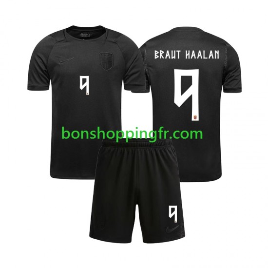 Maillot Extérieur Norvège Braut Haaland 9 World Cup 2026 Manches Courtes Jeune Enfant(+shorts)