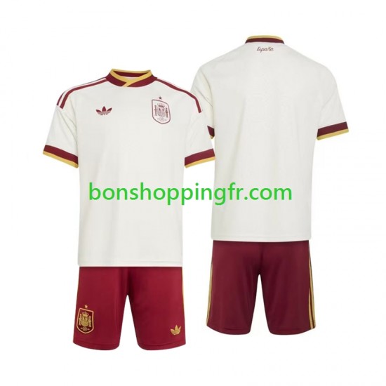 Maillot Extérieur Espagne World Cup 2026 Manches Courtes Jeune Enfant(+shorts)