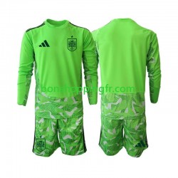 Maillot Espagne Gardien 6th Green color World Cup 2026 Manches Longues Jeune Enfant(+shorts)