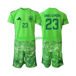 Maillot Espagne Gardien Unai Simon 23 6th Green color World Cup 2026 Manches Courtes Jeune Enfant(+shorts)