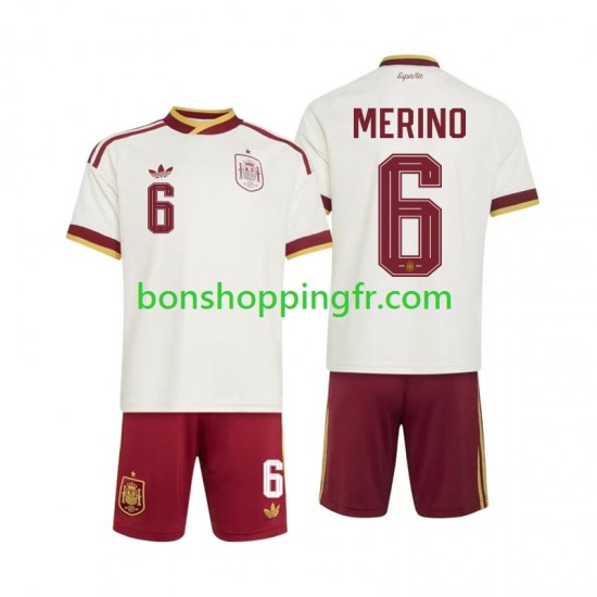 Maillot Extérieur Espagne Mikel Merino 6 World Cup 2026 Manches Courtes Jeune Enfant(+shorts)