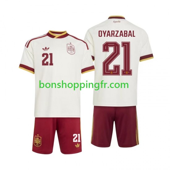 Maillot Extérieur Espagne Mikel Oyarzabal 21 World Cup 2026 Manches Courtes Jeune Enfant(+shorts)