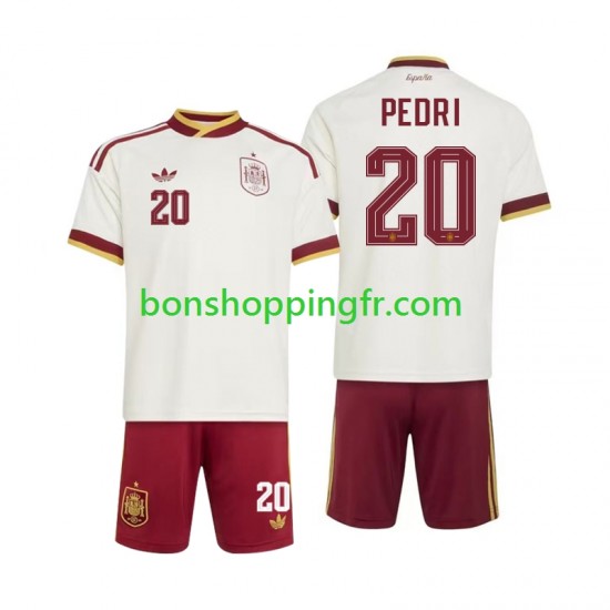 Maillot Extérieur Espagne Pedri 20 World Cup 2026 Manches Courtes Jeune Enfant(+shorts)