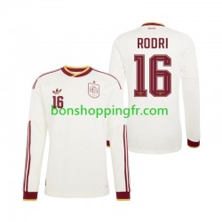 Maillot Extérieur Espagne Rodri 16 World Cup 2026 Manches Longues Homme