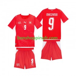 Maillot Domicile Suisse Johan Manzambi 9 World Cup 2026 Manches Courtes Jeune Enfant(+shorts)