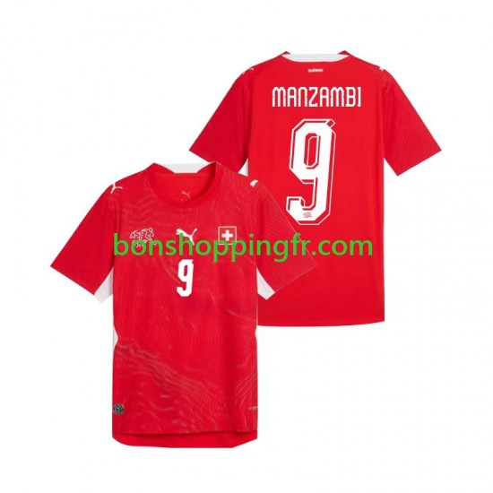 Maillot Domicile Suisse Johan Manzambi 9 World Cup 2026 Manches Courtes Homme