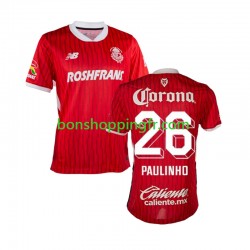 Maillot Domicile Deportivo Toluca Paulinho 26 2024-2025 Manches Courtes Homme