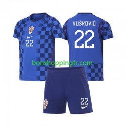 Maillot Extérieur Croatie Luka Vuskovic 22 World Cup 2026 Manches Courtes Jeune Enfant(+shorts)