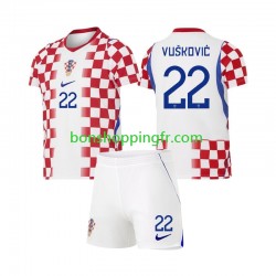 Maillot Domicile Croatie Luka Vuskovic 22 World Cup 2026 Manches Courtes Jeune Enfant(+shorts)
