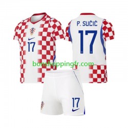 Maillot Domicile Croatie Petar Sucic 17 World Cup 2026 Manches Courtes Jeune Enfant(+shorts)