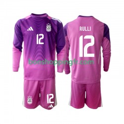 Maillot Domicile Argentine Gardien Geronimo Rulli 12 2025 Manches Longues Jeune Enfant(+shorts)