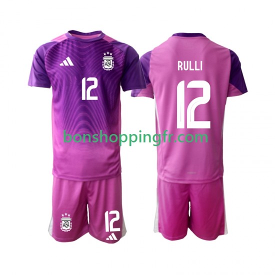 Maillot Domicile Argentine Gardien Geronimo Rulli 12 2025 Manches Courtes Jeune Enfant(+shorts)