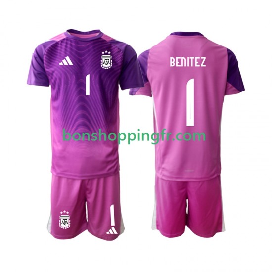 Maillot Domicile Argentine Gardien Walter Daniel Benitez 1 2025 Manches Courtes Jeune Enfant(+shorts)