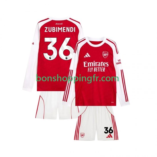 Maillot Domicile Arsenal Martin Zubimendi 36 2025-2026 Manches Courtes Jeune Enfant(+shorts)