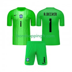 Maillot Domicile Brésil Gardien Alisson Becker 1 2026 Manches Courtes Jeune Enfant(+shorts)