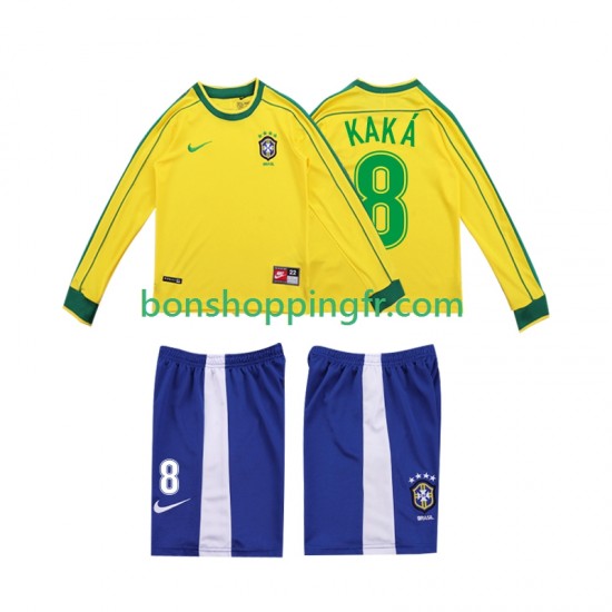 Maillot Rétro Domicile Brésil KAKA 8 1998 Manches Longues Jeune Enfant(+shorts)