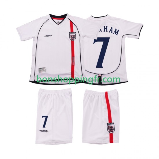 Maillot Rétro Domicile Angleterre BECKHAM 7 2002 Manches Courtes Jeune Enfant(+shorts)