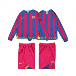 Maillot Rétro Domicile FC Barcelone 2005 2006 Manches Longues Jeune Enfant(+shorts)