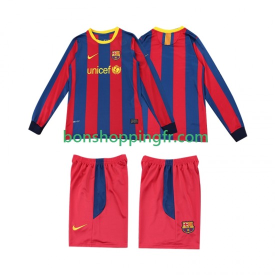 Maillot Rétro Domicile FC Barcelone 2010 2011 Manches Longues Jeune Enfant(+shorts)