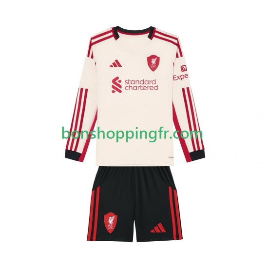 Maillot Extérieur Liverpool 2025-2026 Manches Longues Jeune Enfant(+shorts)