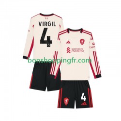 Maillot Extérieur Liverpool Virgil van Dijk 4 2025-2026 Manches Longues Jeune Enfant(+shorts)