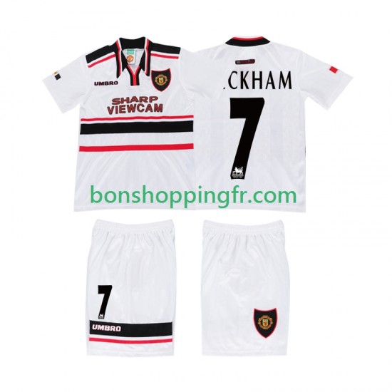 Maillot Rétro Extérieur Manchester United BECKHAM 7 1998 Manches Courtes Jeune Enfant(+shorts)