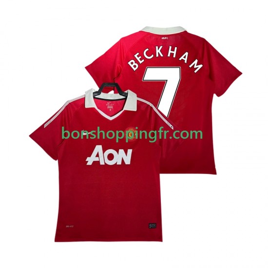 Maillot Rétro Domicile Manchester United BECKHAM 7 2010 2011 Manches Courtes Homme