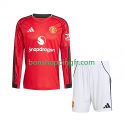 Maillot Domicile Manchester United 2025-2026 Manches Longues Jeune Enfant(+shorts)