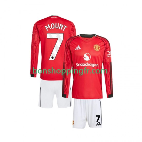 Maillot Domicile Manchester United Mason Mount 7 2025-2026 Manches Longues Jeune Enfant(+shorts)
