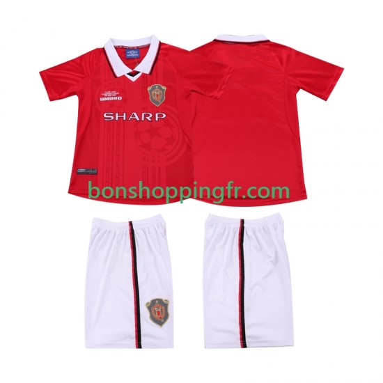 Maillot Rétro Domicile Manchester United 1999 2000 Manches Courtes Jeune Enfant(+shorts)