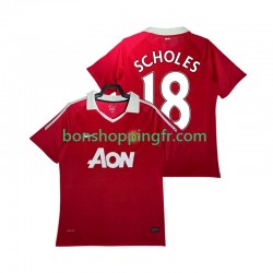 Maillot Rétro Domicile Manchester United SCHOLES 18 2010 2011 Manches Courtes Homme