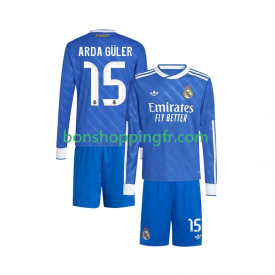 Maillot 3ème Real Madrid Arda Guler 15 2025-2026 Manches Longues Jeune Enfant(+shorts)
