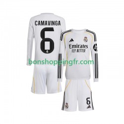 Maillot Domicile Real Madrid Camavinga 6 2025-2026 Manches Longues Jeune Enfant(+shorts)