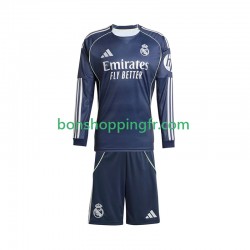 Maillot Extérieur Real Madrid 2025-2026 Manches Longues Jeune Enfant(+shorts)
