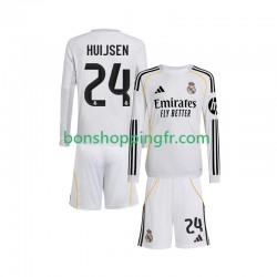 Maillot Domicile Real Madrid Huijsen 24 2025-2026 Manches Longues Jeune Enfant(+shorts)