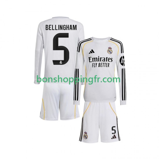 Maillot Domicile Real Madrid Jude Bellingham 5 2025-2026 Manches Longues Jeune Enfant(+shorts)