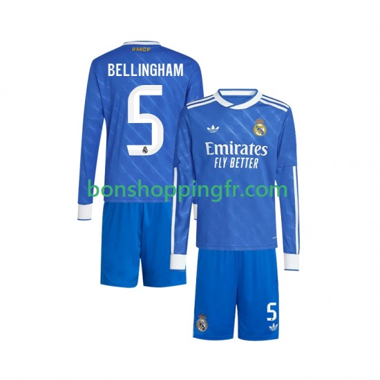 Maillot 3ème Real Madrid Jude Bellingham 5 2025-2026 Manches Longues Jeune Enfant(+shorts)