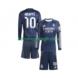 Maillot Extérieur Real Madrid Kylian Mbappe 10 2025-2026 Manches Longues Jeune Enfant(+shorts)