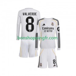 Maillot Domicile Real Madrid Valverde 8 2025-2026 Manches Longues Jeune Enfant(+shorts)