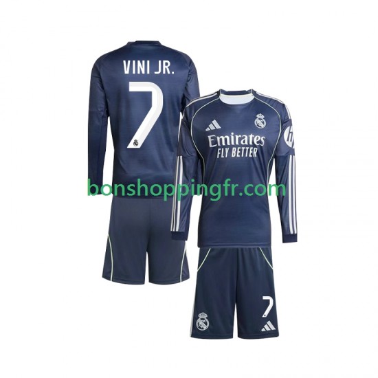Maillot Extérieur Real Madrid Vinicius Junior 7 2025-2026 Manches Longues Jeune Enfant(+shorts)