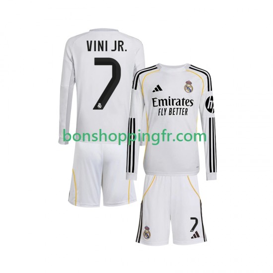 Maillot Domicile Real Madrid Vinicius Junior 7 2025-2026 Manches Longues Jeune Enfant(+shorts)
