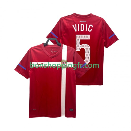 Maillot Rétro Domicile Serbie VIDIC 5 2010 Manches Courtes Homme
