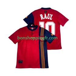 Maillot Rétro Domicile Espagne RAUL 10 1996 Manches Courtes Homme