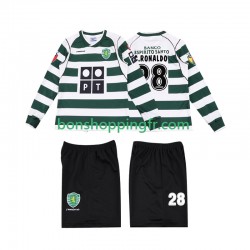 Maillot Rétro Domicile Sporting CP Cristiano Ronaldo 28 2001 2003 Manches Longues Jeune Enfant(+shorts)