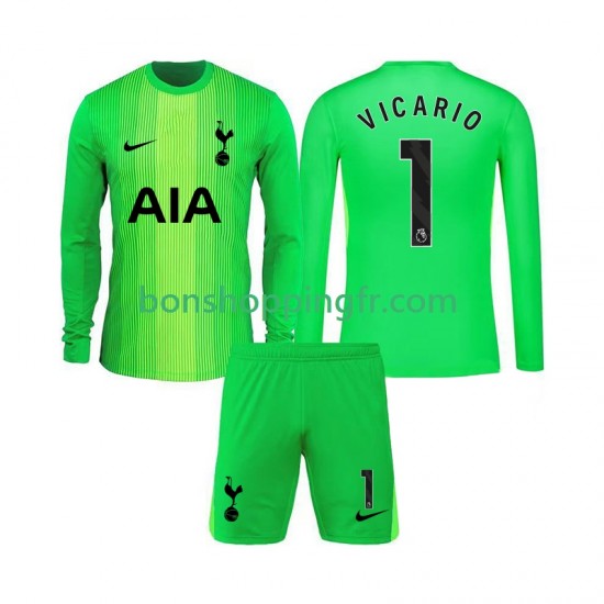 Maillot Domicile Tottenham Hotspur Gardien Guglielmo Vicario 1 2025-2026 Manches Longues Jeune Enfant(+shorts)