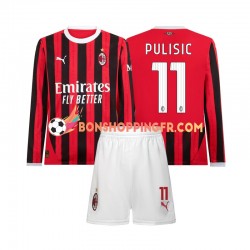 Maillot Domicile AC Milan Christian Pulisic 11 2024-2025 Manches Longues Jeune Enfant(+shorts)