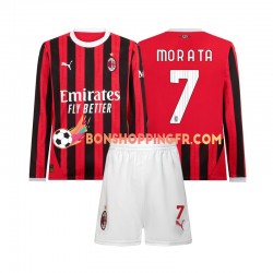 Maillot Domicile AC Milan Morata 7 2024-2025 Manches Longues Jeune Enfant(+shorts)