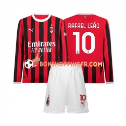 Maillot Domicile AC Milan Rafael Leao 10 2024-2025 Manches Longues Jeune Enfant(+shorts)